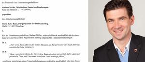 Jüterbogs Bürgermeister Arne Raue fordert vom Bundestagsabgeordneten Norbert Müller (Linke) eine Unterlassungserklärung. Screenshot: PNN /