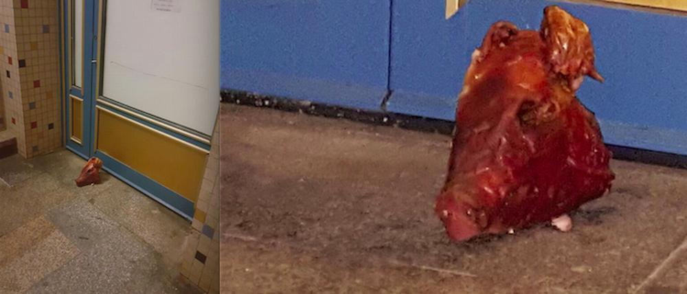 Der Schweinskopf wurde am 1. Oktober um 21.50 Uhr an der Tür zum Gebetsraum des Moschee-Vereins entdeckt.