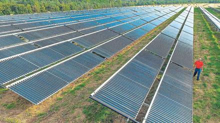 Riesig. Die thermische Solaranlage in Senftenberg erstreckt sich über 8300 Quadratmeter.