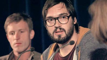 Mit Schwein gedreht. Aron Lehmann (r.) und Golo Euler im Filmmuseum.