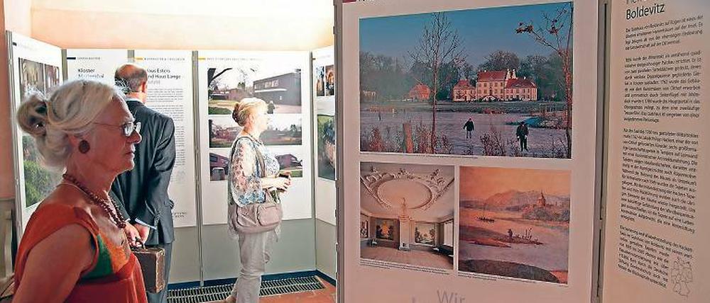 Informativ. Eine Besucherin vor einer der 35 Tafeln.