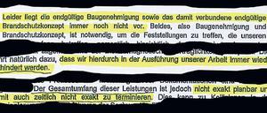 Auszug aus dem Brandbrief einer beteiligten Baufirma vom 6. Juli 2016, adressiert an BER-Technikchef Jörg Marks.