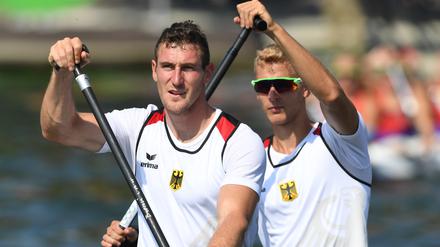 Der Potsdamer Kanute Sebastian Brendel (l.) und Jan Vandrey holen Gold in Rio.