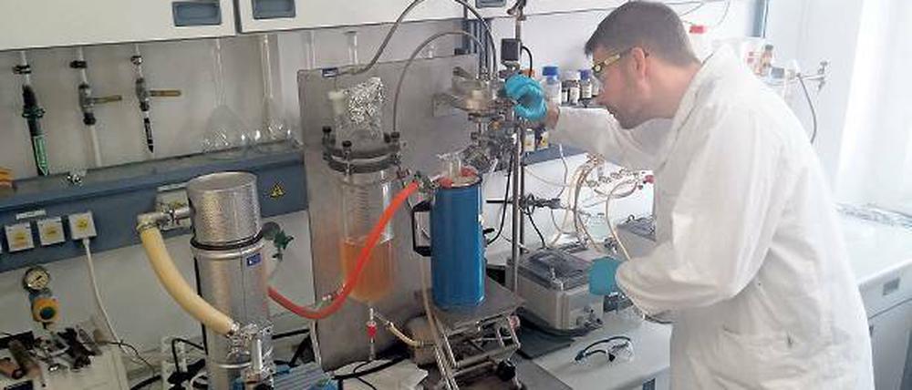 Treibstoffe von morgen. Ein Forscher im Labor von Biopos.