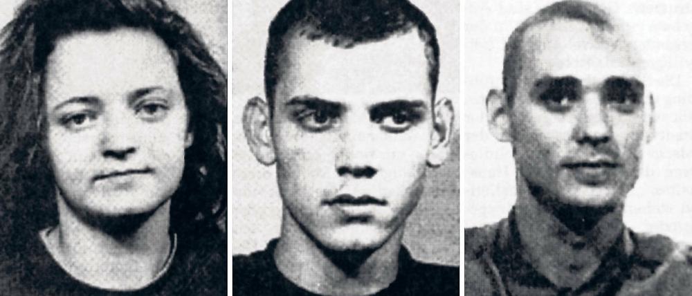Der Nationalsozialistische Untergrund. Fahndungsbilder von Beate Zschäpe (von links), Uwe Böhnhardt und Uwe Mundlos aus dem Jahr 1998. Im Landtag Brandenburg will ein Untersuchungsausschuss nun prüfen, ob der Verfassungsschutz die Suche nach dem Terror-Trio behindert hat.