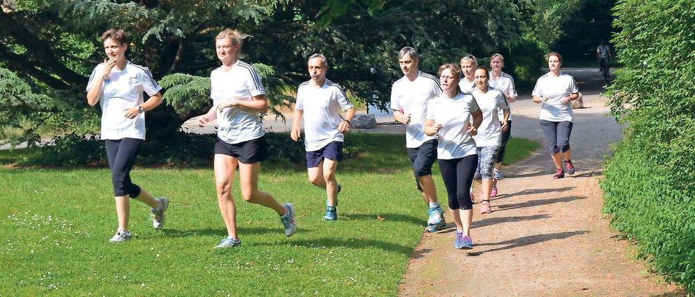Ab in den Neuen Garten. Für ihr Training im Rahmen des Projekts „Die Firma läuft“ gehen die Potsdamer Mitarbeiter der DKB Service GmbH unter anderem in die Parkanlage am Heiligen See und Jungfernsee.