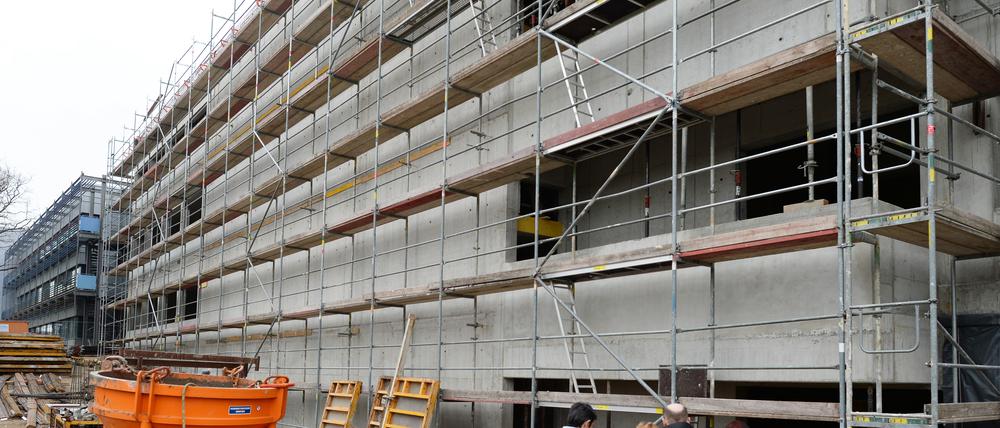 Ein Foto aus dem März 2014 vom Richtfest für den Erweiterungsbau des Max-Planck-Instituts für Kolloid- und Grenzflächenforschung im Wissenschaftspark Golm.