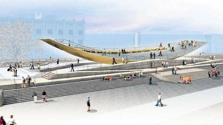 Gekippt. Entwurf für die Wippe vor dem Berliner Stadtschloss.