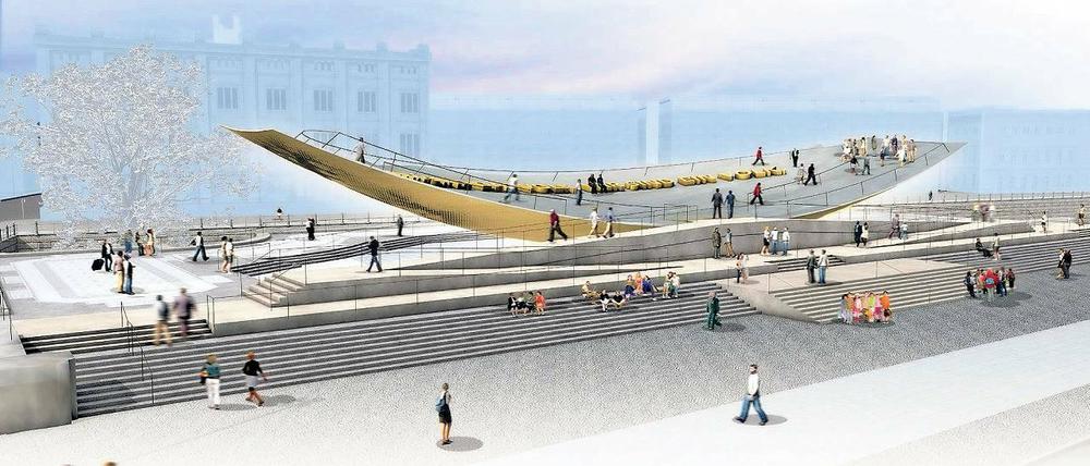 Gekippt. Entwurf für die Wippe vor dem Berliner Stadtschloss.