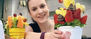 Die Fruchtbouquets eignen sich gut als Geschenk. Das Obst ist ökologisch produziert und meist aus der Region.