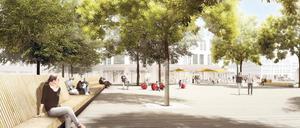 Auf die lange Bank. Der Johan-Bouman-Platz im Bornstedter Feld soll zu einem zentralen Aufenthaltsort entwickelt werden.