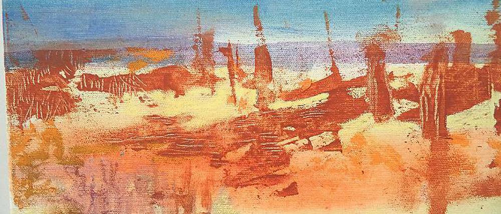 Weibliche Kunst. Das Bild „Stille“ ist Teil der Ausstellung im Rathaus.