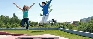 Freispringer. Trampolinspringen geht natürlich auch im Park.