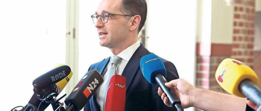 Vor den Mikros. Maas’ Besuch stieß auf großes Medieninteresse.