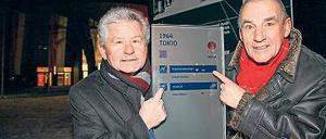 Olympia-Gewinner. Turner Peter Weber (l.) und Kanute Jürgen Eschert.