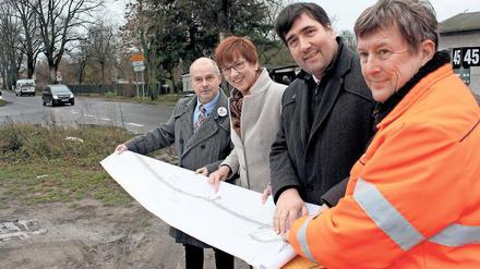 Stelldichein mit Ministerin. Am künftigen Kreisel gab es einen Vor-Ort-Termin.