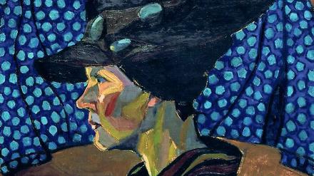Magda Langenstraß-Uhlig. Selbstbildnis im Profil mit Hut, um 1933.