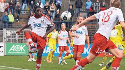 Angekommen. Bei ihrem zweiten Startelfeinsatz erzielte Turbines Neuzugang Marina Makanza zwei Tore. Bei ihrem Debüt in der Vorwoche hatte sie bereits ebenfalls getroffen.