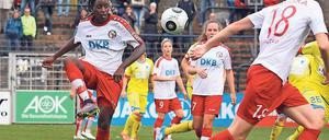 Angekommen. Bei ihrem zweiten Startelfeinsatz erzielte Turbines Neuzugang Marina Makanza zwei Tore. Bei ihrem Debüt in der Vorwoche hatte sie bereits ebenfalls getroffen.