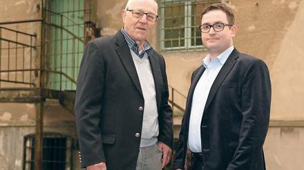 Zeitzeugengespräch. Ernst-Friedrich Wirth (li.) wurde 1952 in Potsdam zum Tode verurteilt. Am Mittwoch war er mit Historiker Sebastian Nagel in der Gedenkstätte Leistikowstraße zu Gast.