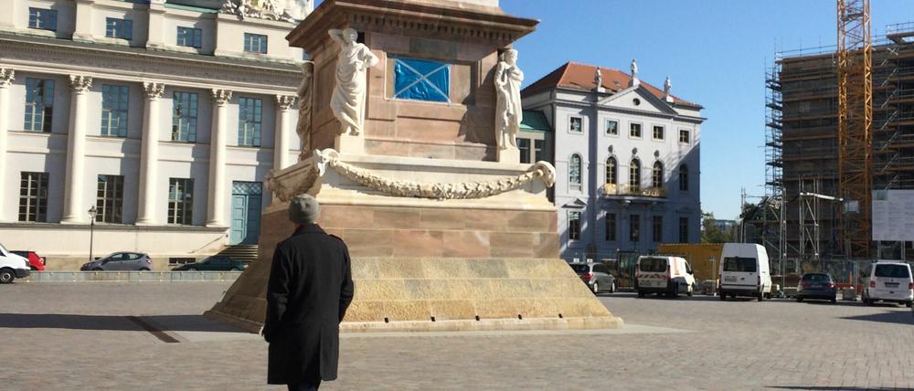 Alter Markt in Potsdam: Am Montag war die Schmiererei bereits abgedeckt.