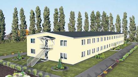 Holzbau. Eine aus Modulen bestehende Unterkunft, entwickelt in Neuruppin.