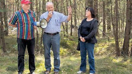 Lautstarker Protest. Ludwig und Wardin (v.l.) gestern im Wald.