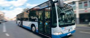 Veraltete Farben. Die Busse der BVSG dürfen nur noch übergangsweise das Farbschema von Havelbus benutzen. Wie die Busse im Kreis künftig aussehen, ist noch unklar.