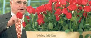 Rote Blüte. Ex-Bundeskanzler Helmut Kohl taufte auf der Buga 1995 in Cottbus eine Rosenzüchtung auf seinen Namen.