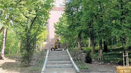 Noch Platz für Blumen. Der aufgehübschte neue Park am Wasserturm.