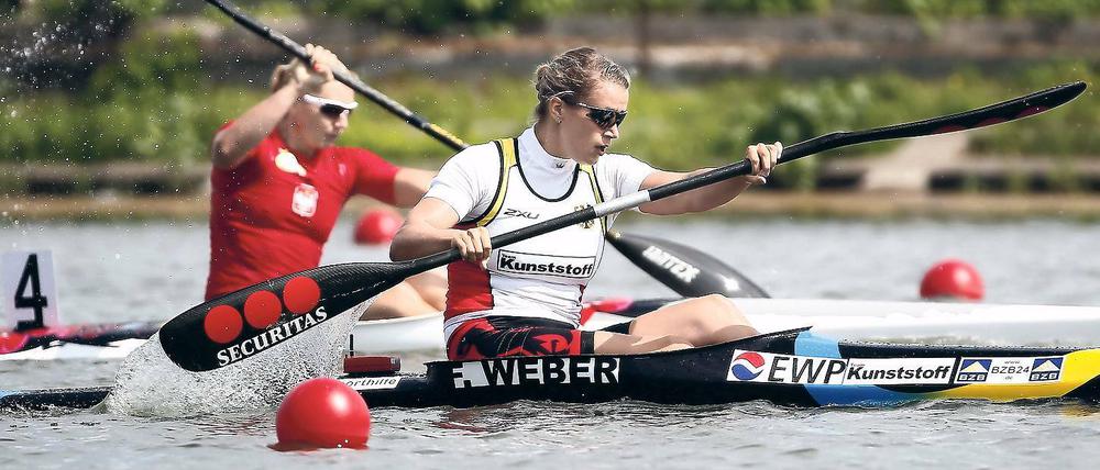 Erstes internationales Kräftemessen der Saison. Franziska Weber vom KC Potsdam startet bei der EM im Kajak-Einer über die olympische 500-Meter-Distanz.
