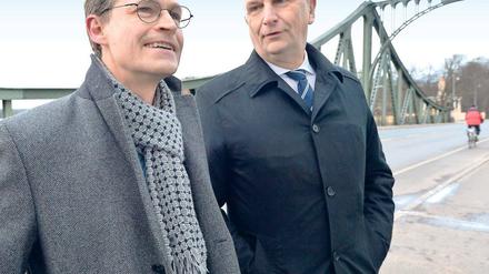 Auf Sicht. Berlins Regierender Müller und Brandenburgs Regierungschef Woidke.