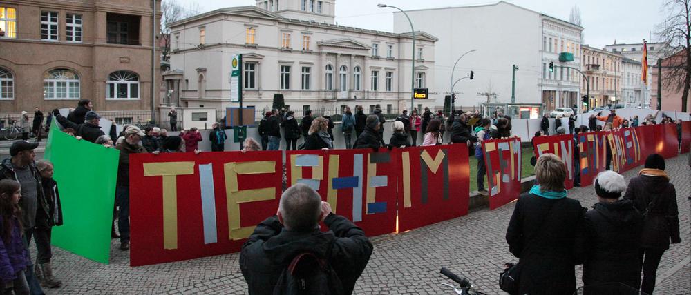 Protestaktion im Februar für ein neues Tierheim.