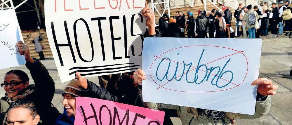 Umstritten. AirBnB hat wie hier in New York bereits zu Protesten geführt.