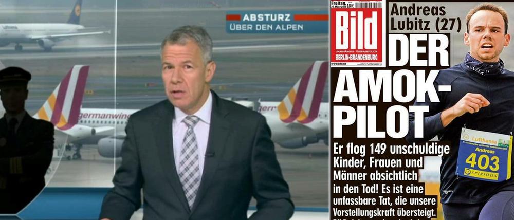 "RTL aktuell" mit Anchorman Peter Kloeppel und "Bild" entschieden sich dafür, den Kopiloten Andreas L. beim vollen Namen zu nennen.