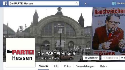 Nach viertägiger Sperre wieder online: die hessische Seite von Martin Sonneborns Satire-Partei auf Facebook