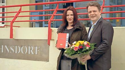 Neu-Stahnsdorferin. Dagmara Michalak ist die 15 000. Einwohnerin.