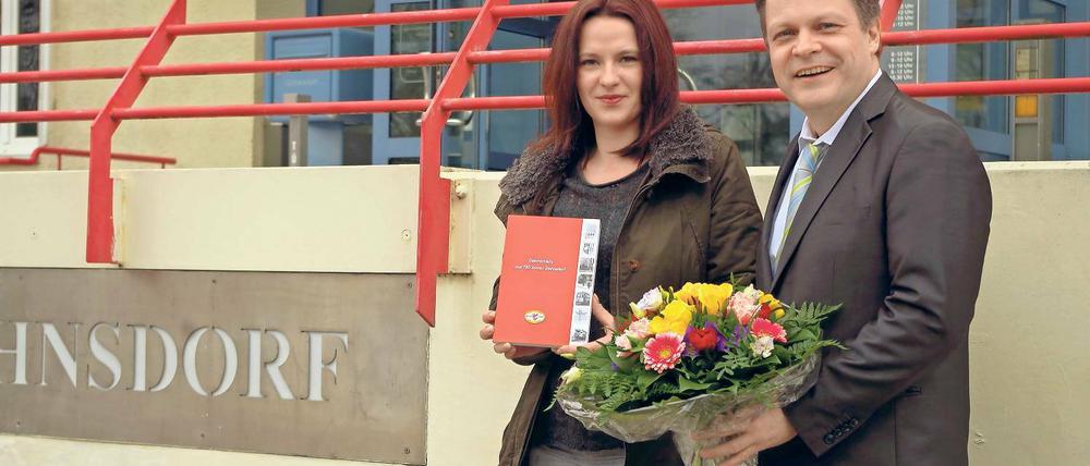 Neu-Stahnsdorferin. Dagmara Michalak ist die 15 000. Einwohnerin.