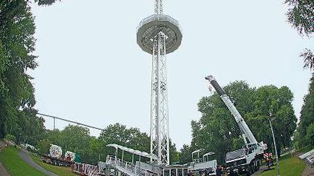 Blick aufs Umland. In Brandenburg wird der 80 Meter hohe Skyliner aufgebaut.
