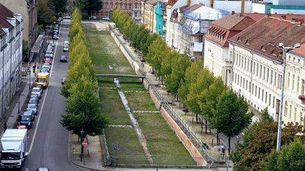 Grün statt Wasser. Bisheriger Teil des Stadtkanals in der Yorckstraße.