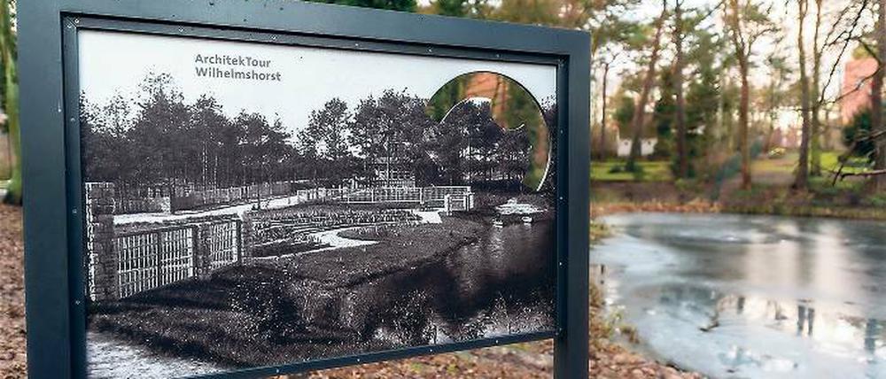 Lang ist’s her. Das historische Foto auf der Informationstafel zeigt, wie es Anfang des letzten Jahrhunderts am Irissee ausgesehen hat. Deutlich wird, dass durch die Rekonstruktion mehrere Bäume abgeholzt werden müssten.