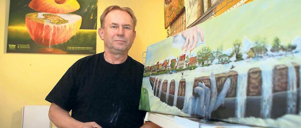 Atelier im Elternhaus. Der Werderaner Maler Wilfried Mix.