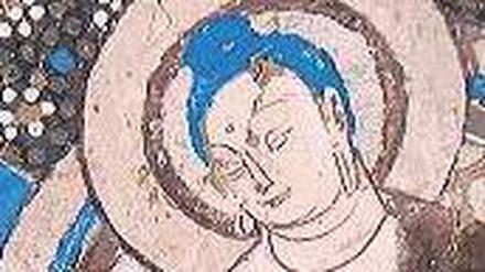 Blauer Buddha, eine der erhaltenen Wandmalereien
