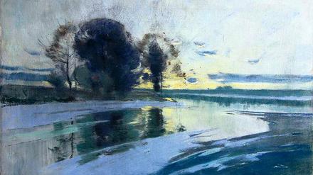 „Landschaft bedeutete für Hagemeister Empfindung.“ Winterliche Landschaft. Um 1906. Pastell auf Leinwand, 74 x 107 cm.