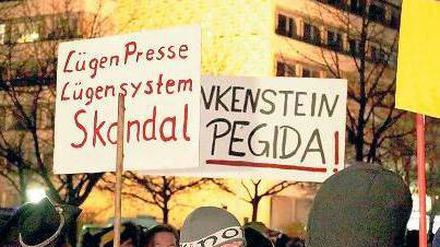 Die Pegida-Anhänger lassen bei ihren Demonstrationen auch die Medien nicht aus.