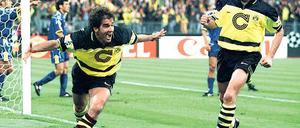 Turin-Experte. Karl-Heinz Riedle (l.) traf für den BVB im Finale 1997 zweimal gegen Juventus, nun loste er die Paarung aus.