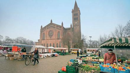 Tradition hat er. Der Bassinplatz-Markt gehört zum Potsdamer Stadtbild. Im Vergleich zum privaten Markt am Nauener Tor, der mittwochs und freitags stattfindet, sind die Preise am Bassinplatz eher niedrig, das Angebot solide.
