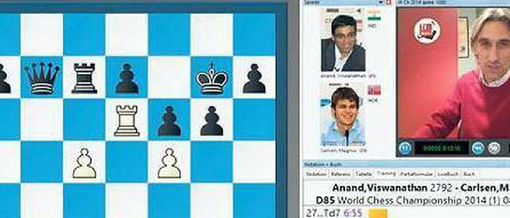Vorsicht, Matt. Großmeister Daniel King annalysiert eine Partie im Internet