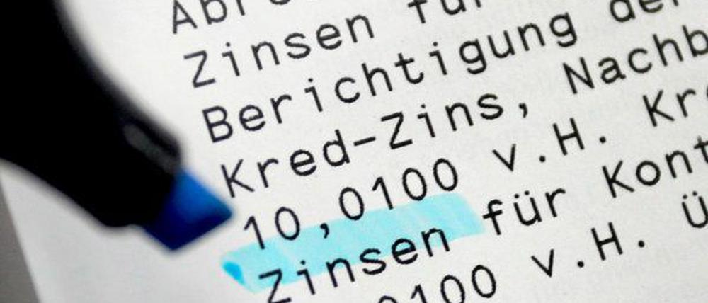 Teures Geld - Zinsen bei Kontoüberziehung.