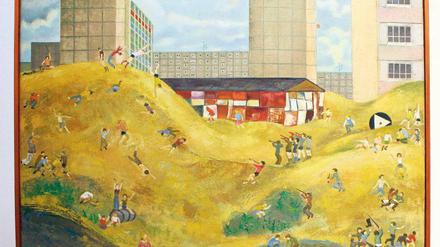 Makaberer Zeitvertreib. „Spiele im Neubauviertel“ hat Peter Rohn sein Gemälde aus dem Jahr 1974 genannt.